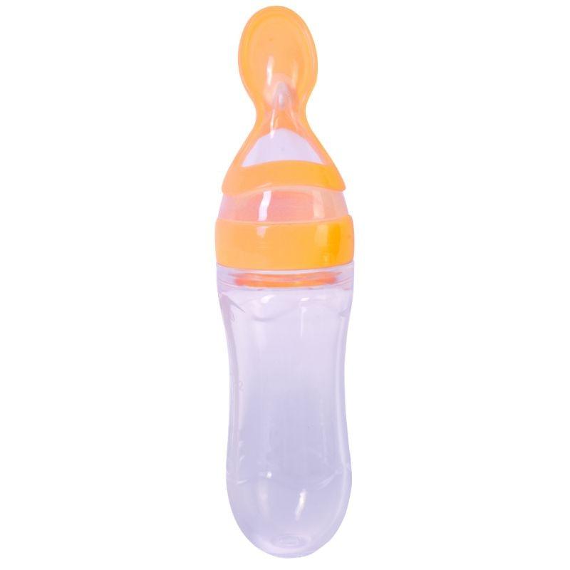 Squeezable feeding bottle