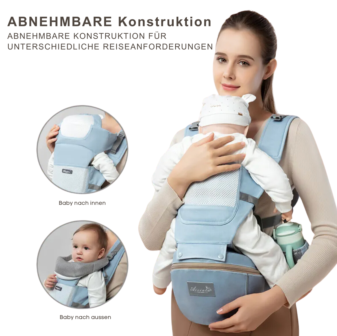 Ergonomic 9-in-1 baby carrier